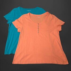 Croft & Barrow Classic Button Tee TShirt Two Pack